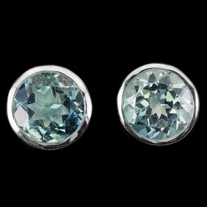925 Sterling Silver Earrings Round Sky Blue Topaz 10mm Handmade Gemstone Jewelry