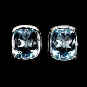 925 Sterling Silver Earrings Antique Topaz 12x10mm Handmade Gemstone Jewelry