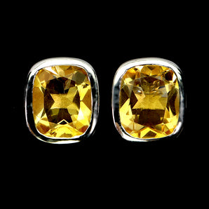 925 Sterling Silver Earrings Antique Citrine 12x10mm Handmade Gemstone Jewelry