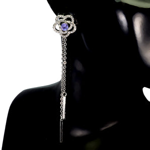 925 Sterling Silver Earrings Round Tanzanite 4mm Flower Natural Gemstone Jewelry