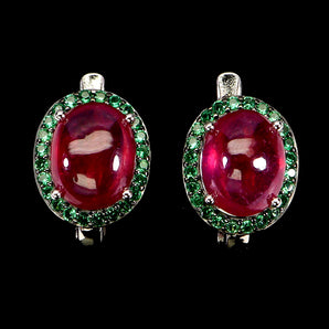 925 Sterling Silver Earrings Oval Ruby 9x7mm Natural Gemstone Jewelry