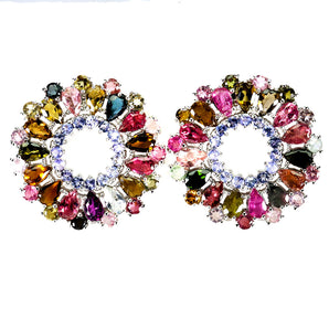 925 Sterling Silver Earrings Pear Tourmaline 4x3mm Tanzanite Gemstone Jewelry