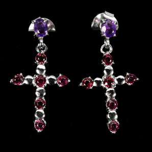 925 Sterling Silver Earrings Oval Rhodolite Garnet 4x3mm Gemstone Jewelry
