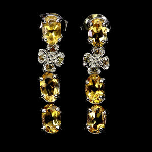 925 Sterling Silver Earrings Oval Citrine 6x4mm Sapphire Gemstone Jewelry