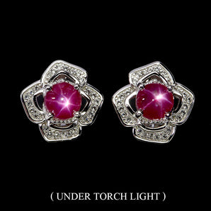 925 Sterling Silver Earrings Round 6 Rays Star Ruby 6mm Topaz Gemstone Jewelry