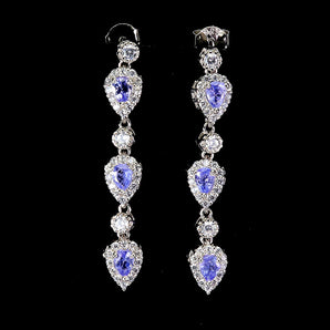 925 Sterling Silver Earrings Pear Tanzanite 4x3mm Natural Gemstone Jewelry