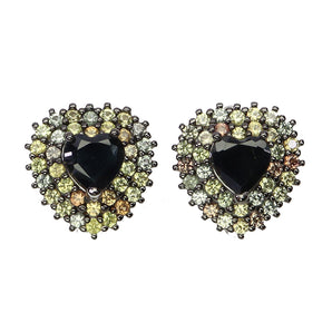 925 Sterling Silver Earrings Heart Black Sapphire 6mm Sapphire Heart Gemstone