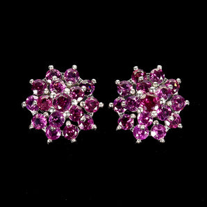 925 Sterling Silver Earrings Round Rhodolite Garnet 4mm Natural Gemstone Jewelry
