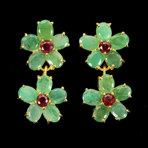 925 Sterling Silver Earrings Oval Emerald 5x4mm Ruby Natural Gemstone Jewelry
