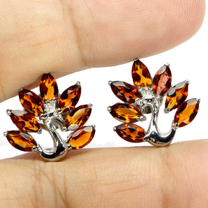925 Sterling Silver Earrings Marquise Citrine Natural Gemstone Jewelry