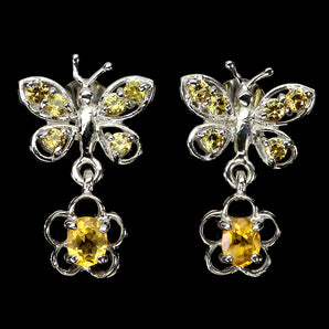 925 Sterling Silver Earrings Oval Citrine 5x4mm Sapphire Gemstone Jewelry