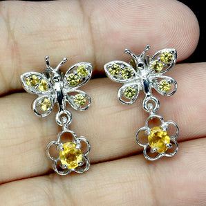 925 Sterling Silver Earrings Oval Citrine 5x4mm Sapphire Gemstone Jewelry