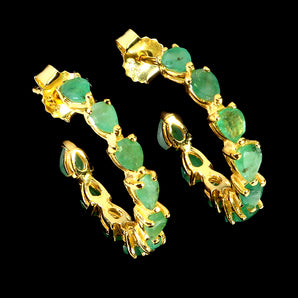 925 Sterling Silver Earrings Pear Emerald 4x3mm Natural Gemstone Jewelry
