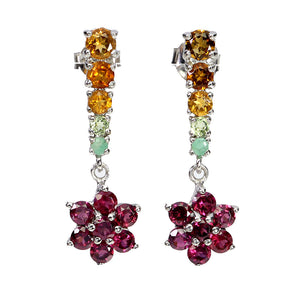 925 Sterling Silver Earrings Round Citrine 4mm Emerald Peridot Garnet Gemstone