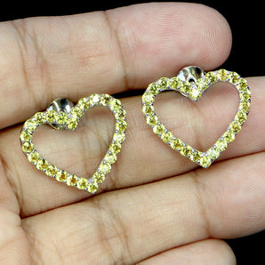 925 Sterling Silver Earrings Sapphire Round Diamond Cut Heart Gemstone Jewelry