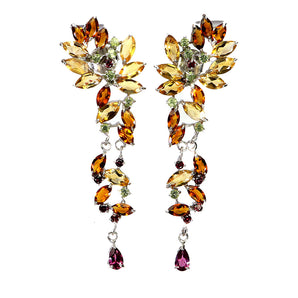 925 Sterling Silver Earrings Marquise Citrine Peridot Rhodolite Gemstone Jewelry