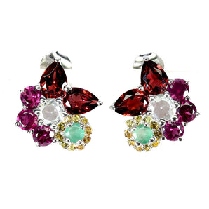 925 Sterling Silver Earrings Pear Mozambique Aquamarine Emerald Gemstone Jewelry