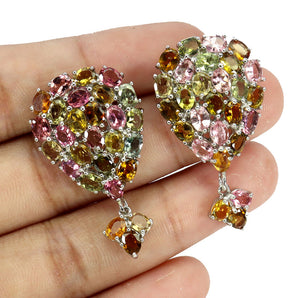 925 Sterling Silver Earrings Oval Tourmaline 4x3mm Natural Gemstone Jewelry