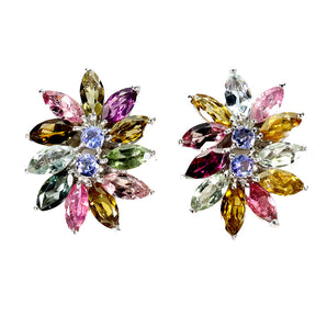 925 Sterling Silver Earrings Marquise Tourmaline 6x3mm Tanzanite Gemstone