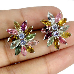 925 Sterling Silver Earrings Marquise Tourmaline 6x3mm Tanzanite Gemstone