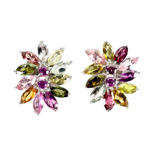 925 Sterling Silver Earrings Marquise Tourmaline Rhodolite Gemstone Jewelry