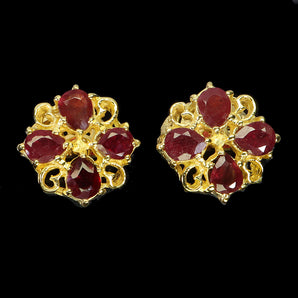925 Sterling Silver Earrings Pear Ruby 5x4mm Natural Gemstone Jewelry