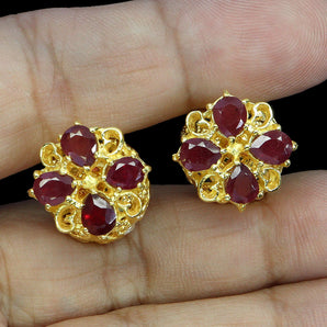 925 Sterling Silver Earrings Pear Ruby 5x4mm Natural Gemstone Jewelry