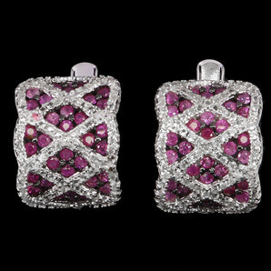 925 Sterling Silver Earrings Sapphire Round Diamond Cut Topaz Gemstone Jewelry