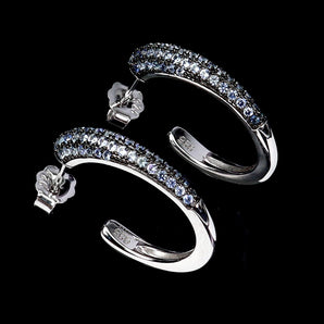 925 Sterling Silver Earrings Blue Sapphire Round Diamond Cut Gemstone Jewelry