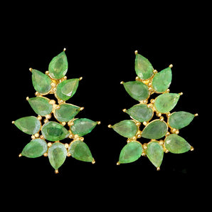 925 Sterling Silver Earrings Pear Emerald 6x4mm Natural Gemstone Jewelry