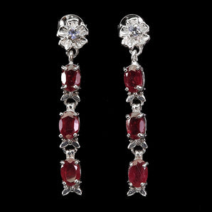 925 Sterling Silver Earrings Oval Ruby 6x4mm Tanzanite Natural Gemstone Jewelry