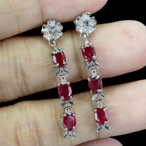 925 Sterling Silver Earrings Oval Ruby 6x4mm Tanzanite Natural Gemstone Jewelry