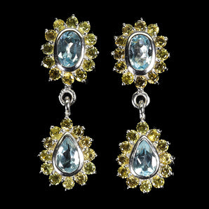 925 Sterling Silver Earrings Pear Sky Blue Topaz 7x5mm Sapphire Gemstone Jewelry