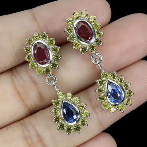 925 Sterling Silver Earrings Pear Kyanite 7x5mm Sapphire Gemstone Jewelry