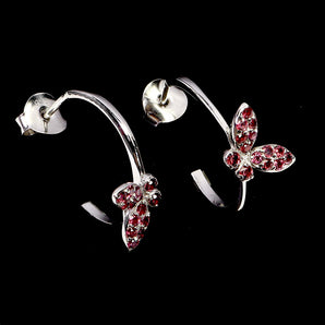 925 Sterling Silver Earrings Round Rhodolite Garnet Natural Gemstone Jewelry