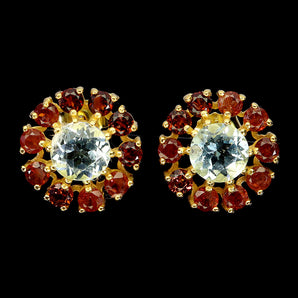 925 Sterling Silver Earrings Round Sky Topaz 7mm Mozambique Gemstone Jewelry