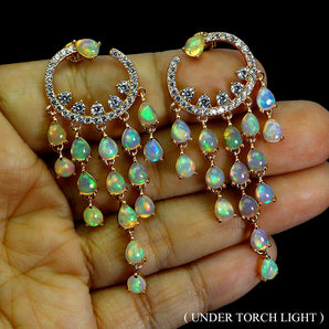 925 Sterling Silver Earrings Pear Fire Opal 5x4mm Natural Gemstone Jewelry