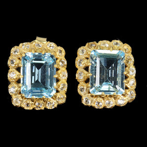925 Sterling Silver Earrings Octagon Sky Blue Topaz 9x7mm Topaz Gemstone Jewelry