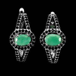 925 Sterling Silver Earrings Oval Emerald 7x5mm Spinel Natural Gemstone Jewelry