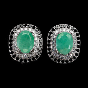 925 Sterling Silver Earrings Oval Emerald 7x5mm Spinel Natural Gemstone Jewelry