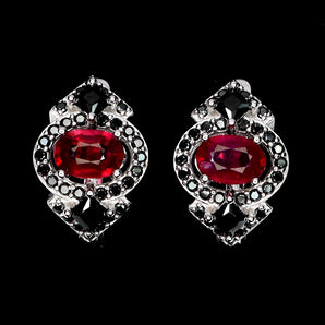 925 Sterling Silver Earrings Oval Ruby 6x4mm Spinel Natural Gemstone Jewelry