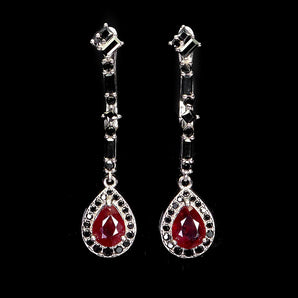 925 Sterling Silver Earrings Pear Ruby 7x5mm Spinel Natural Gemstone Jewelry