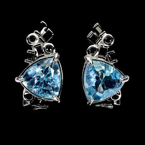 925 Sterling Silver Earrings Trilliant Sky Blue Topaz Spinel Gemstone Jewelry