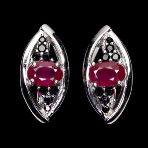 925 Sterling Silver Earrings Oval Ruby 6x4mm Spinel Natural Gemstone Jewelry