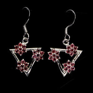 925 Sterling Silver Earrings Round Rhodolite Garnet Natural Gemstone Jewelry