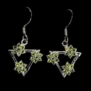 925 Sterling Silver Earrings Round Peridot 1.5mm Natural Gemstone Jewelry