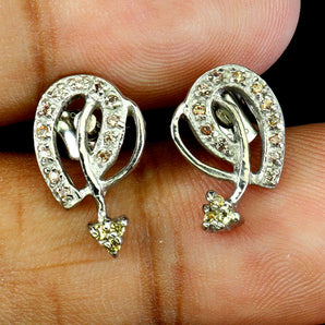 925 Sterling Silver Earrings Sapphire Round Diamond Cut Natural Gemstone Jewelry