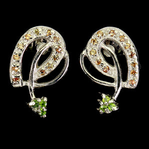 925 Sterling Silver Earrings Round Chrome Diopside Sapphire Gemstone Jewelry