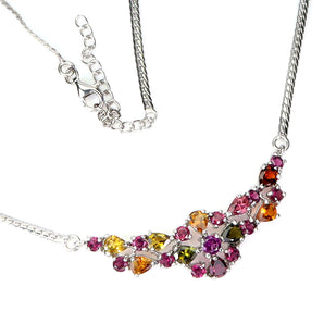 925 Sterling Silver Necklace Pear Tourmaline Rhodolite Gemstone jewelry