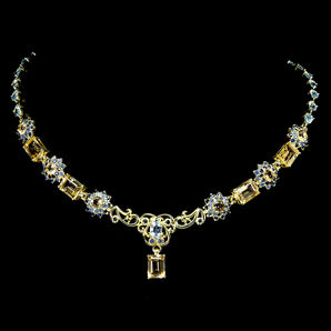 925 Sterling Silver Necklace Octagon Citrine Sapphire Topaz Gemstone Jewelry 18